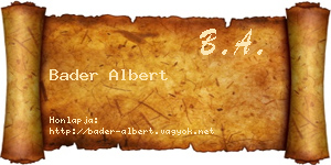 Bader Albert névjegykártya